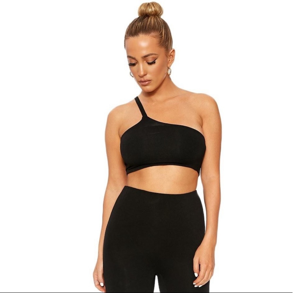 Naked wardrobe black asymmetrical strap crop top - Picture 3 of 5
